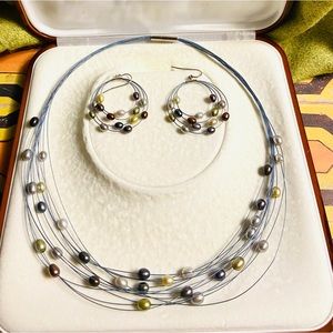 SALE-Honora freshwater pearls necklace and earrings. Pearl choker